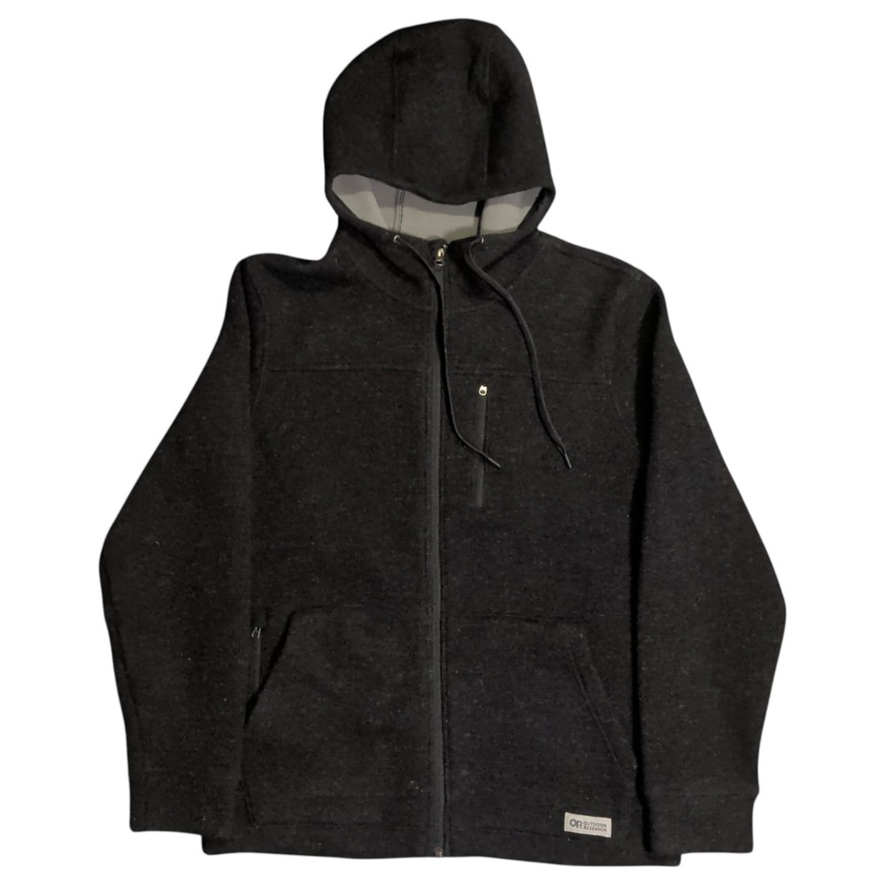 Outdoor Research Flurry Jacket Mens Size M Black Wool Blend Fleece Gorpcore